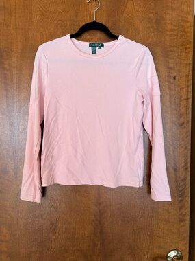Ralph Lauren Light Pink Crew Neck Long Sleeve Tee